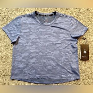 Spyder womens t-shirt activewear blue camo size Large